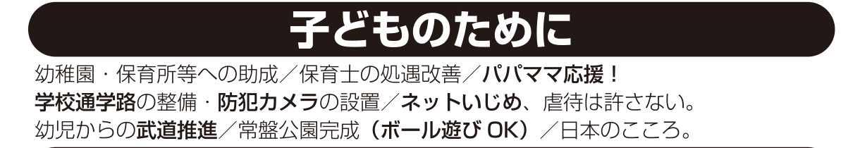 選挙公報記載の学校通学路の安全確保と防犯体制強化