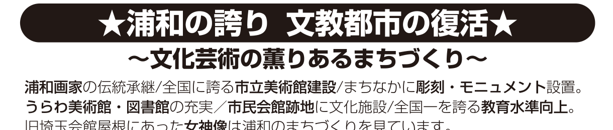 選挙公報記載の文教都市浦和の教育向上と文化芸術振興