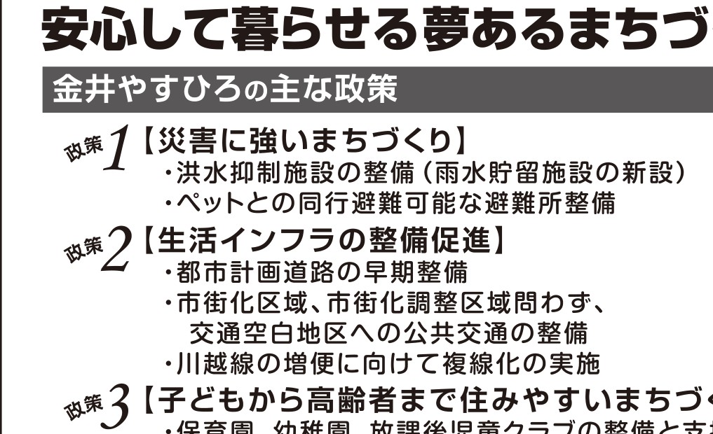 選挙公報に掲載された出雲圭子議員の未来の暮らしを守る環境公約