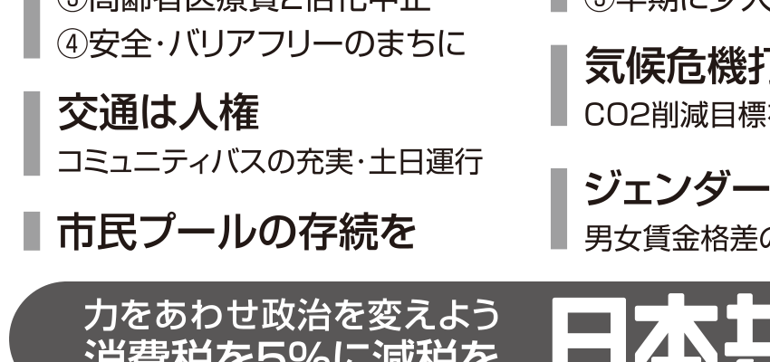 選挙公報に掲載された金子昭代議員のプール公約
