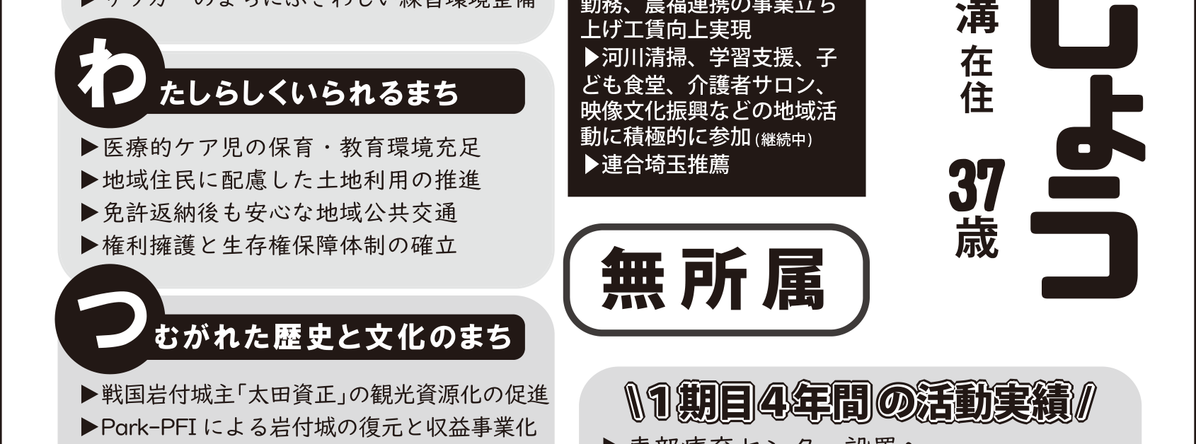 選挙公報記載の岩付城歴史資源の観光活用と文化財保存