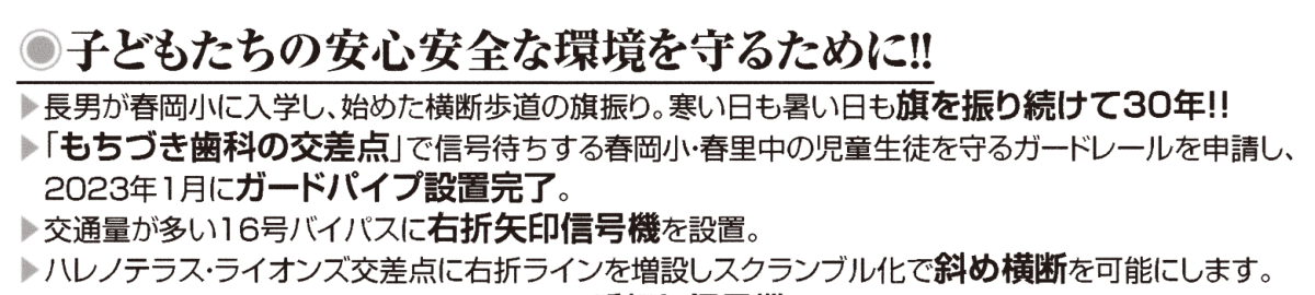 選挙公報記載の通学路安全公約