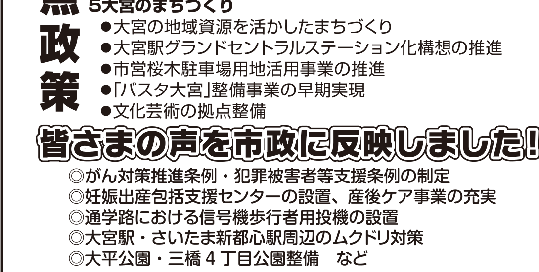 選挙公報記載の大宮まちづくり公約