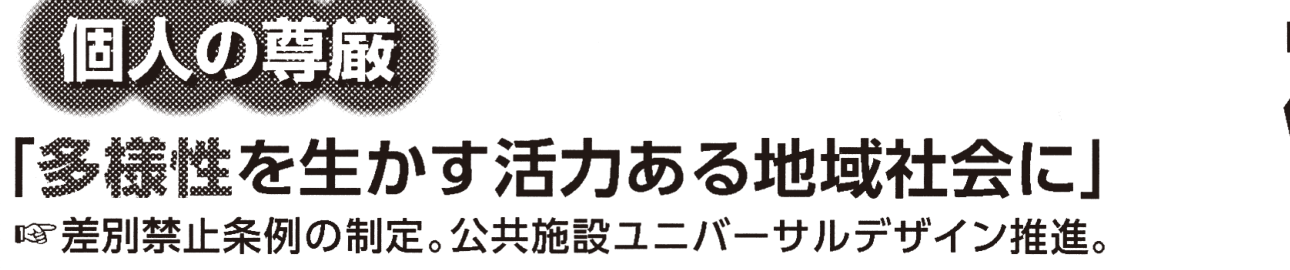 選挙公報記載の差別禁止条例制定と多様性推進公約