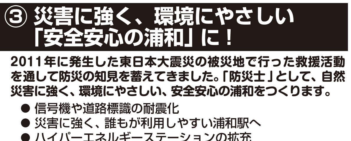 選挙公報記載の浦和駅周辺づくり